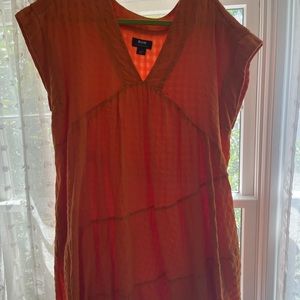 Anthropology orange babydoll dress